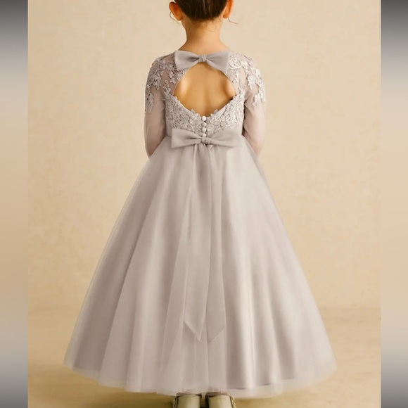 Azazie Toddler Girl Flower Girl Precious Fros A-Line Tulle Dress Size 2T - Picture 2 of 11